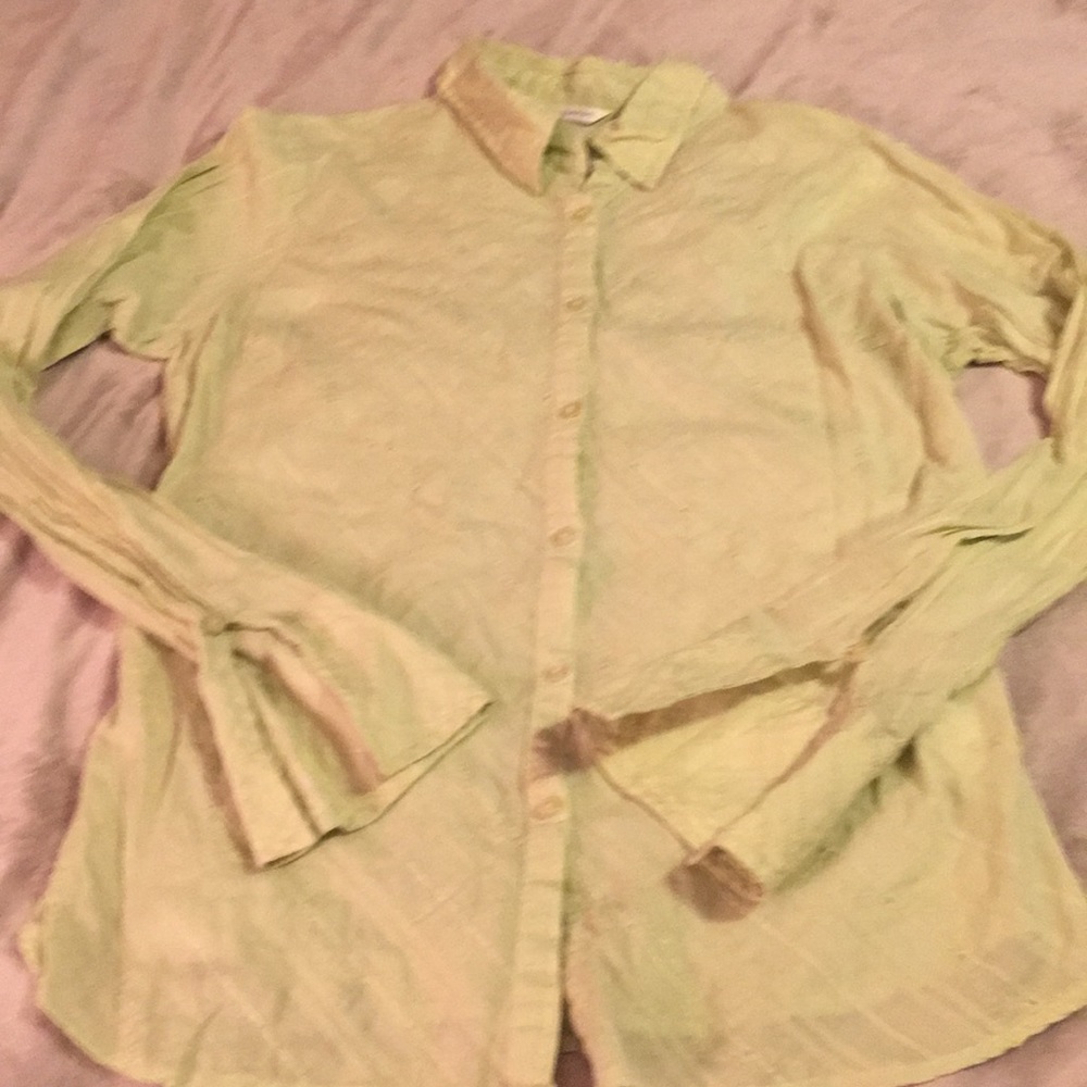 Light green button down